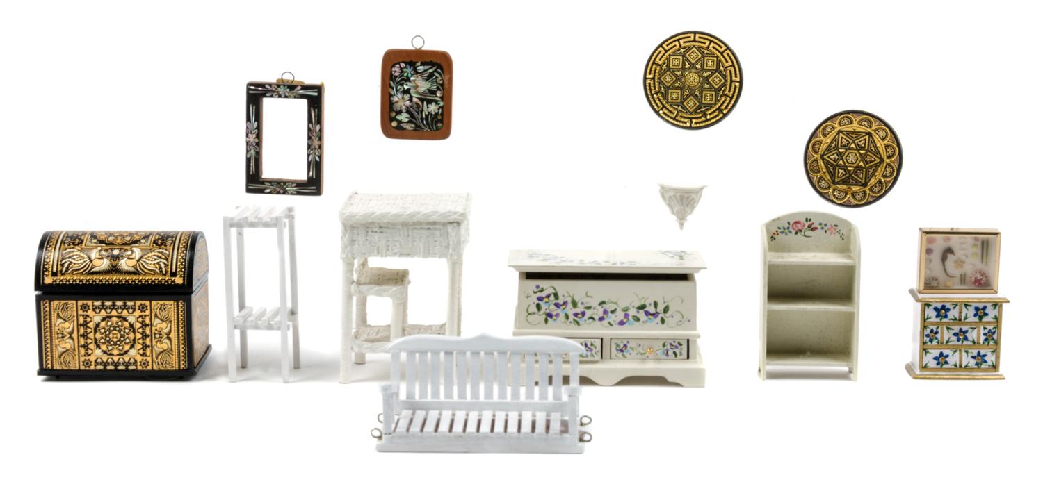 A Group of Thirteen Furniture and Decorative Articles Height of tallest 2 3/4 inches. — Various Makers