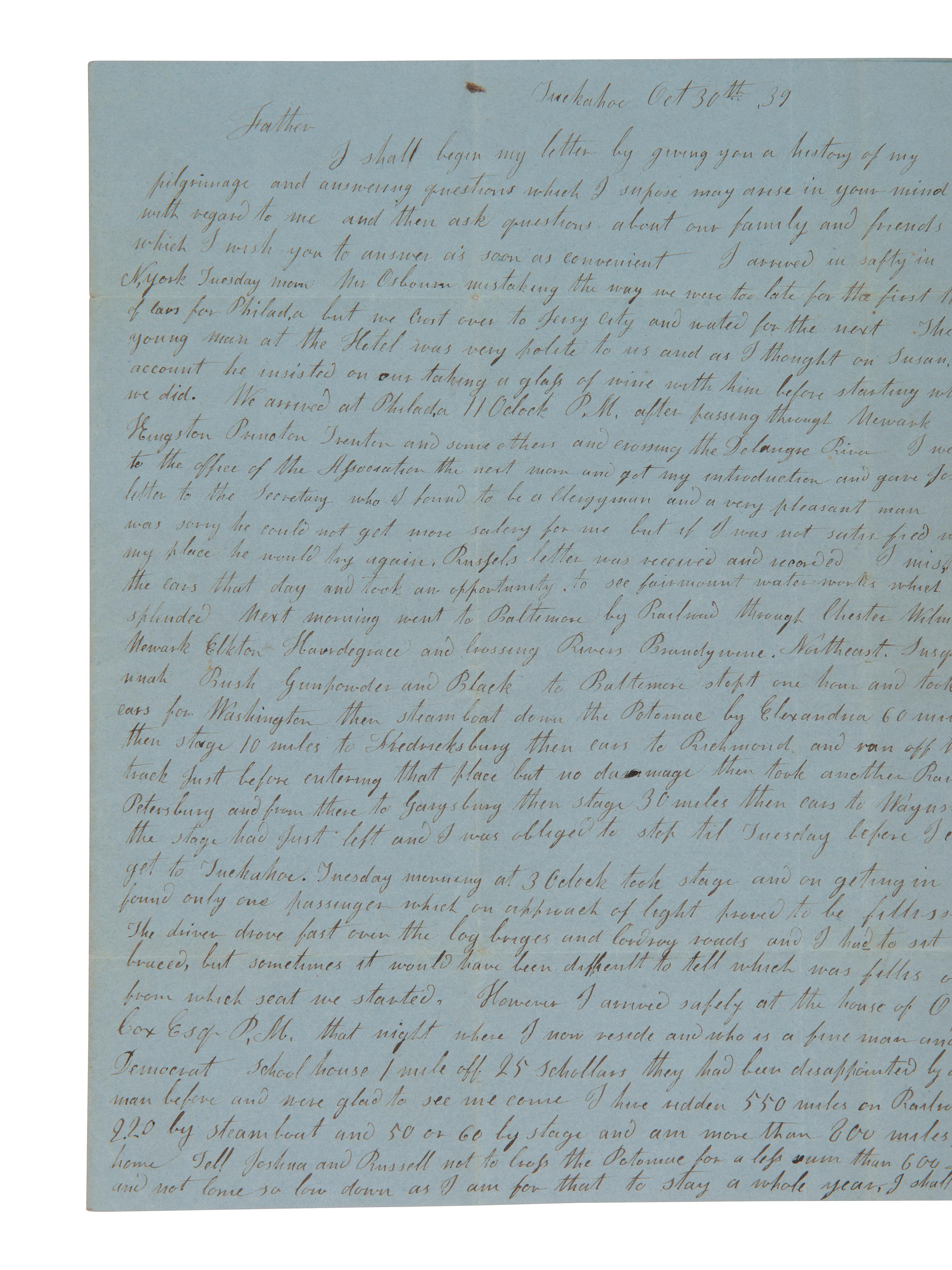 [ENSLAVEMENT] 1839 letter ref. death of wealthy slave owner George Pollock and his holdings in NC.