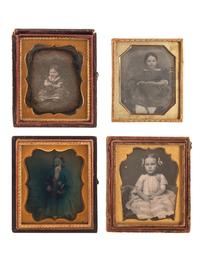 [EARLY PHOTOGRAPHY]. A group of 22 daguerreotype portraits of female children, including: