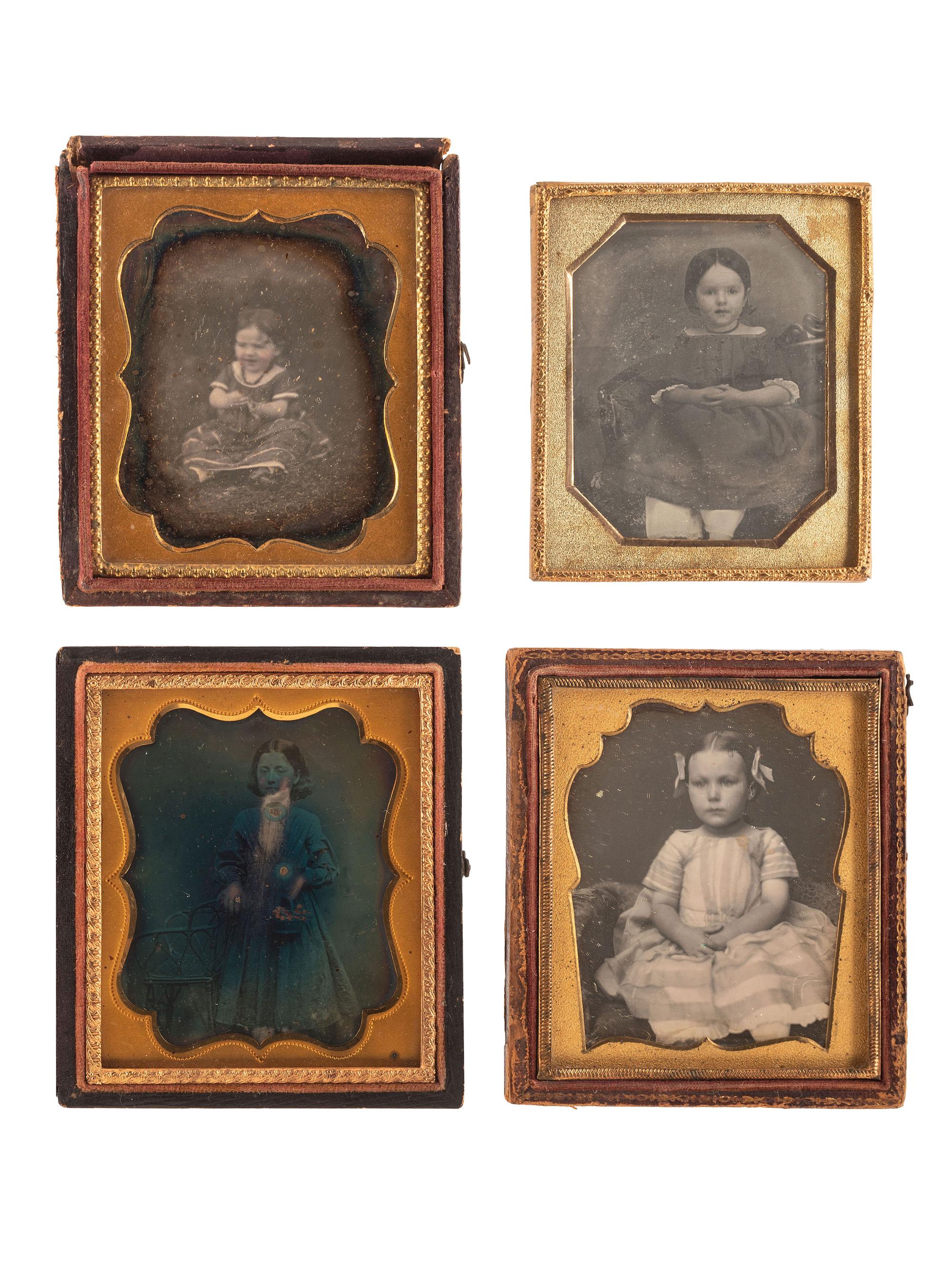 [EARLY PHOTOGRAPHY]. A group of 22 daguerreotype portraits of female children, including: