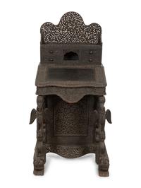 An Anglo-Burmese Carved Teak Davenport Desk