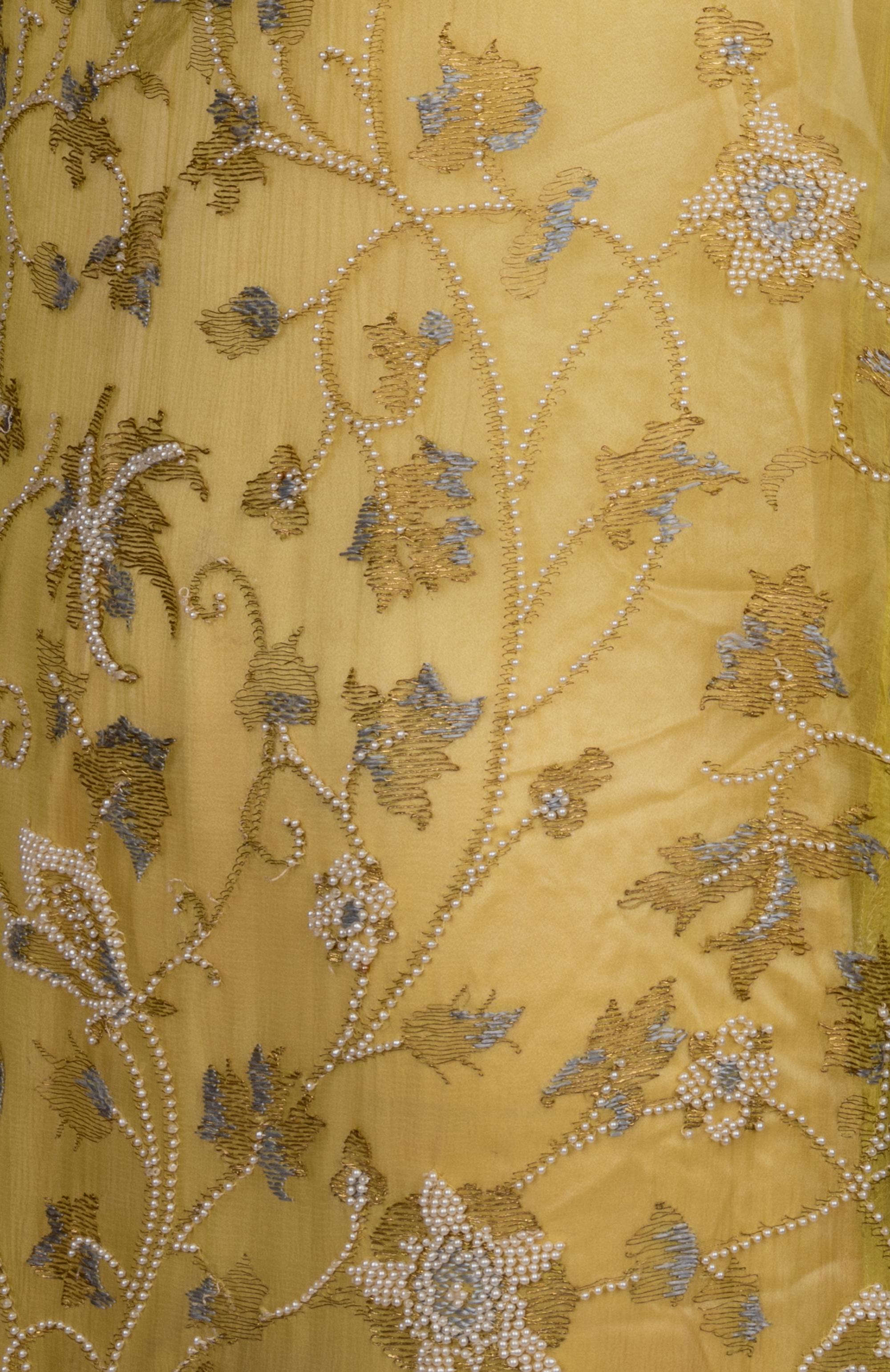 Callot Soeurs Green Silk Dress with Lace, 1920s