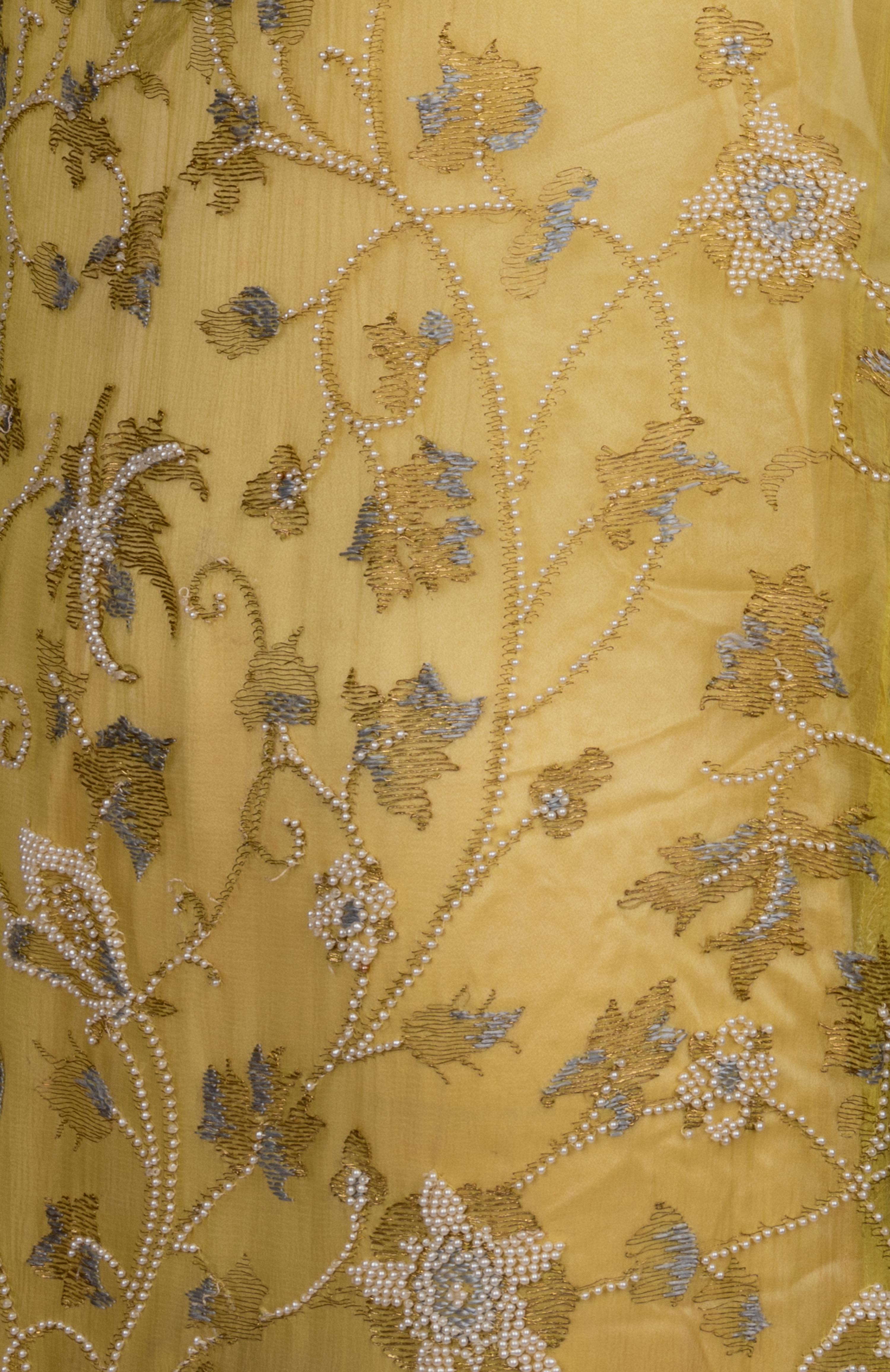 Callot Soeurs Green Silk Dress with Lace, 1920s