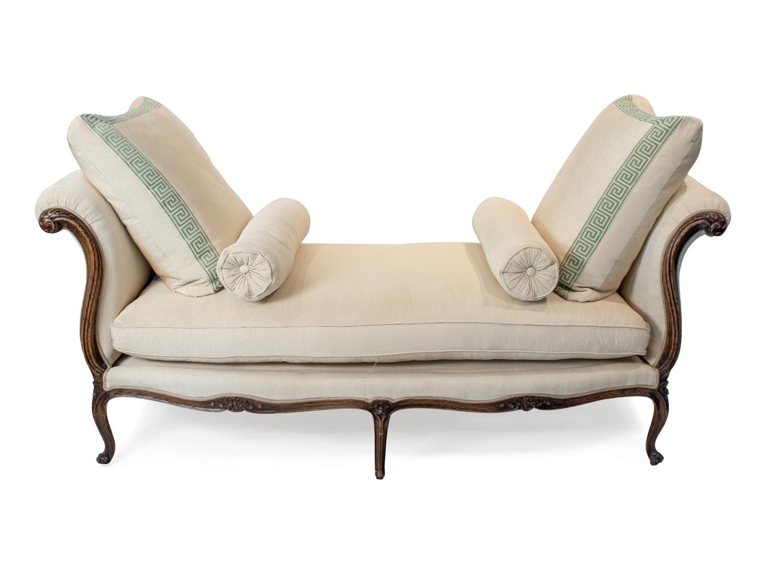 A Louis XV Style Carved Walnut Lit de Repos