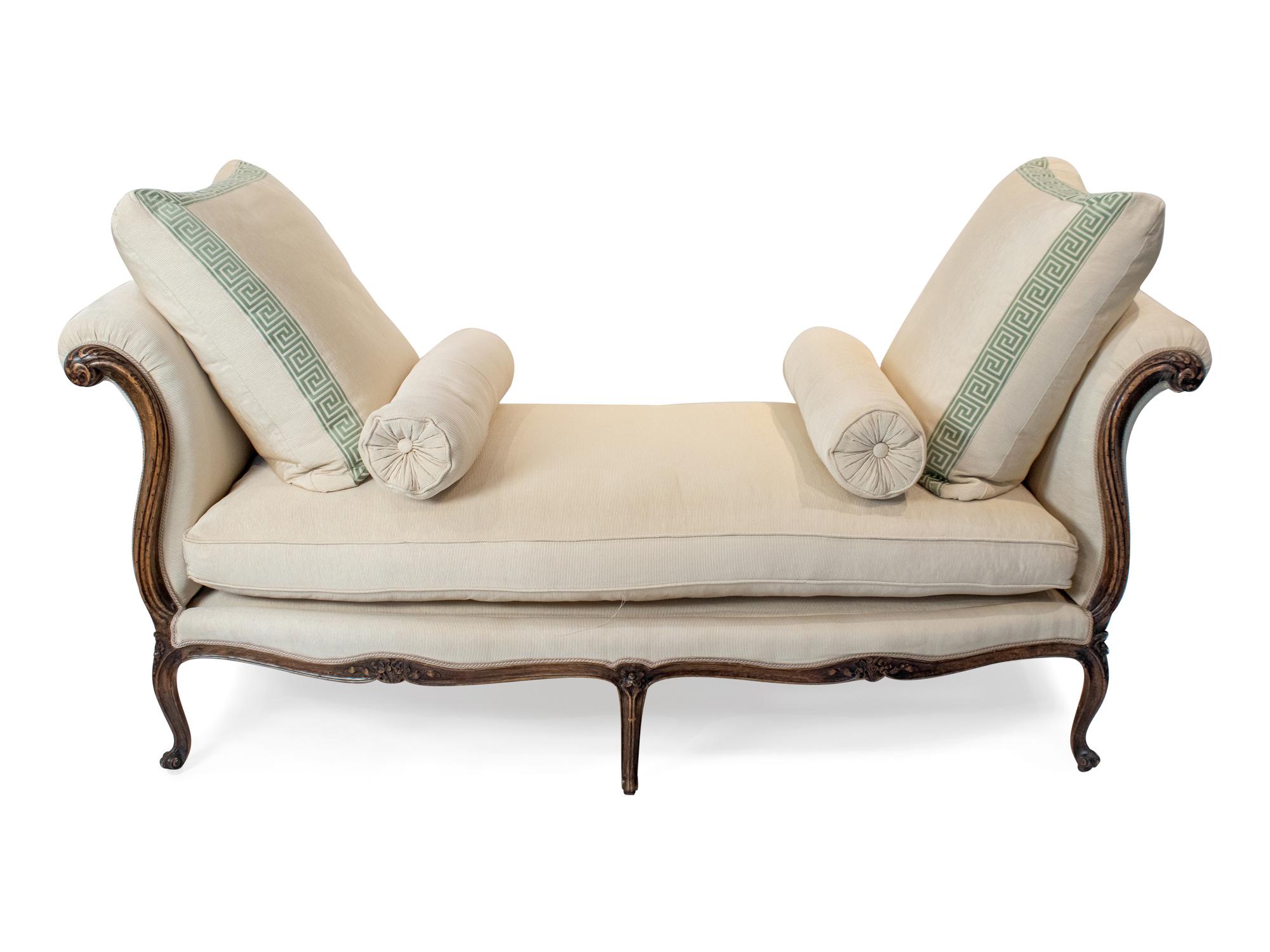 A Louis XV Style Carved Walnut Lit de Repos