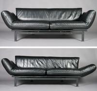 A Pair of Swiss Leather Couches, de Sede, Height 30 x width 87 x depth 33 inches.