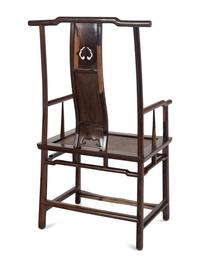 A Pair of Chinese Tielimu Official's Hat Chairs, Sichutouguanmaoyi and Matching Stand