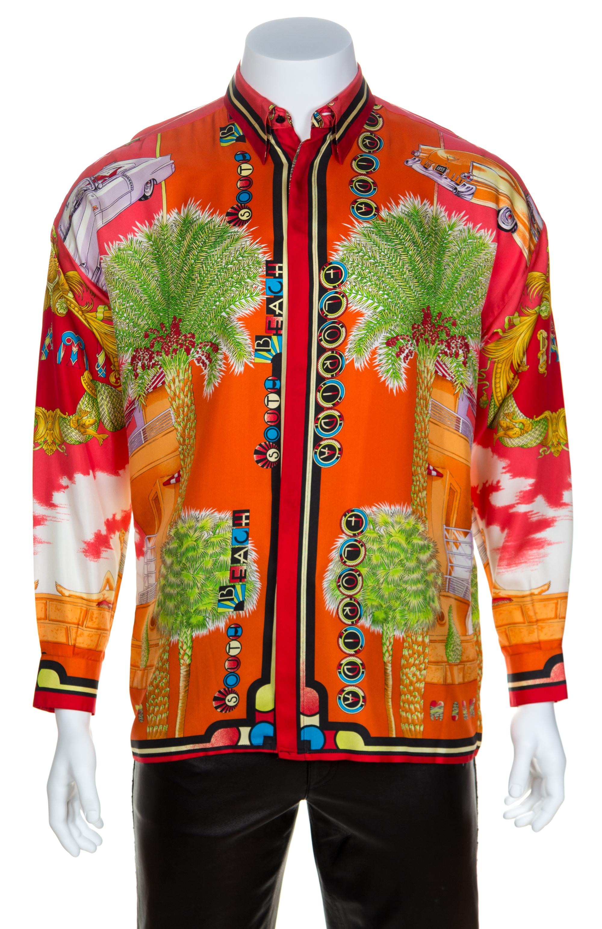 A Gianni Versace Silk Print Shirt, Size 48.