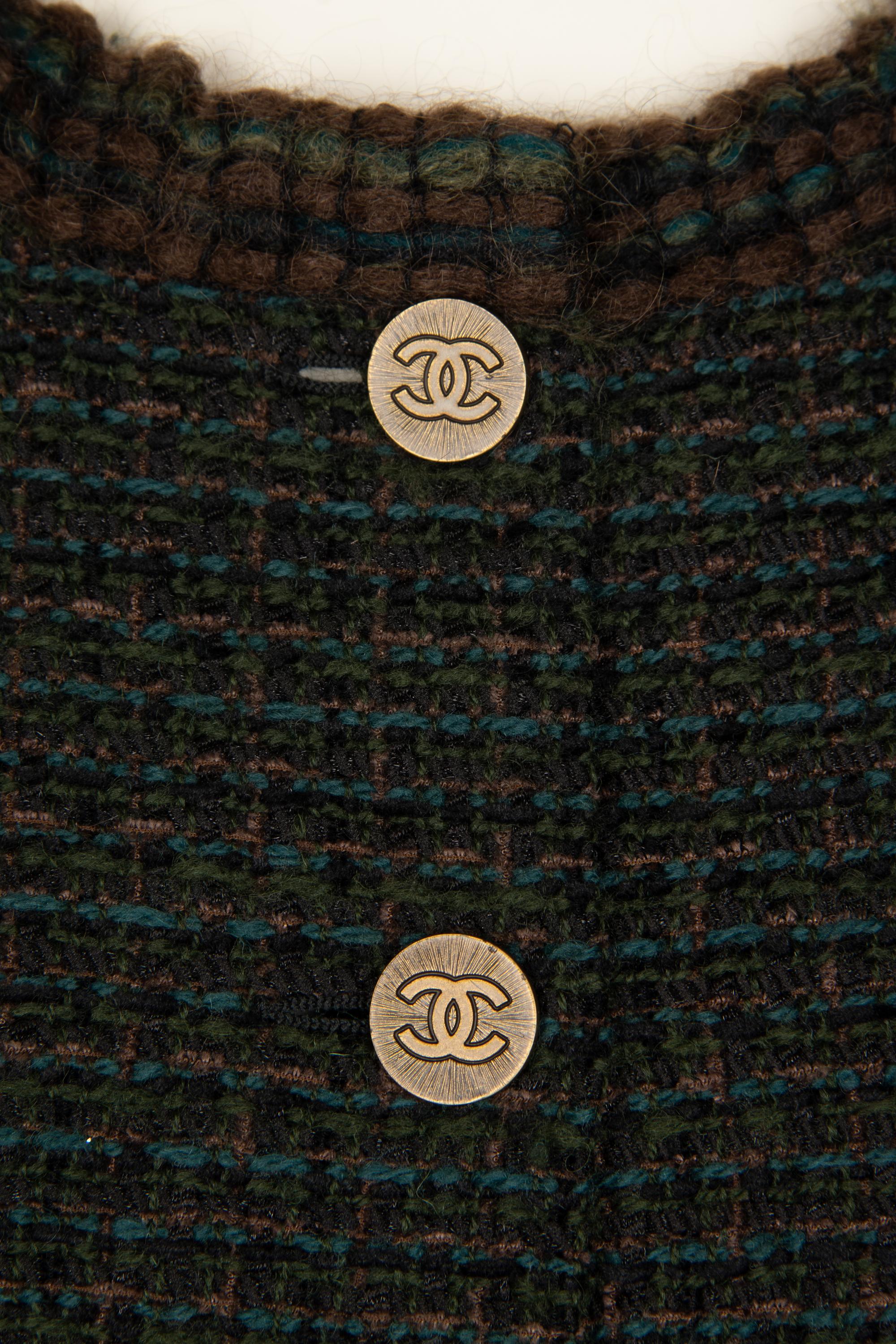 Chanel Green and Brown Fantasy Tweed Skirt Suit, c. 2009