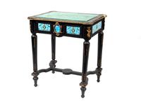 A Continental Faience-Mounted Ebonized Jardiniere Table — LATE 19TH CENTURY