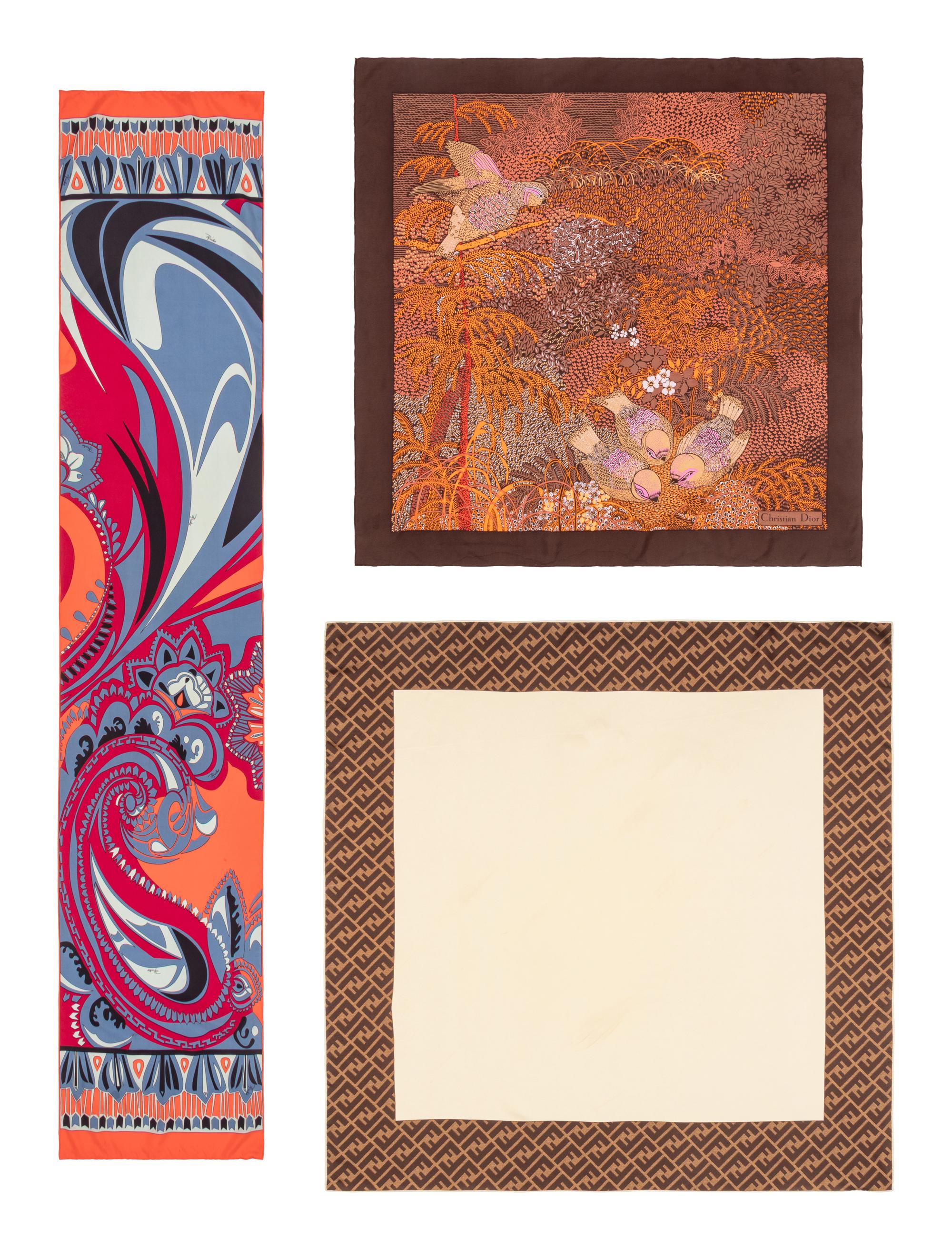 Three Designer Silk Scarves