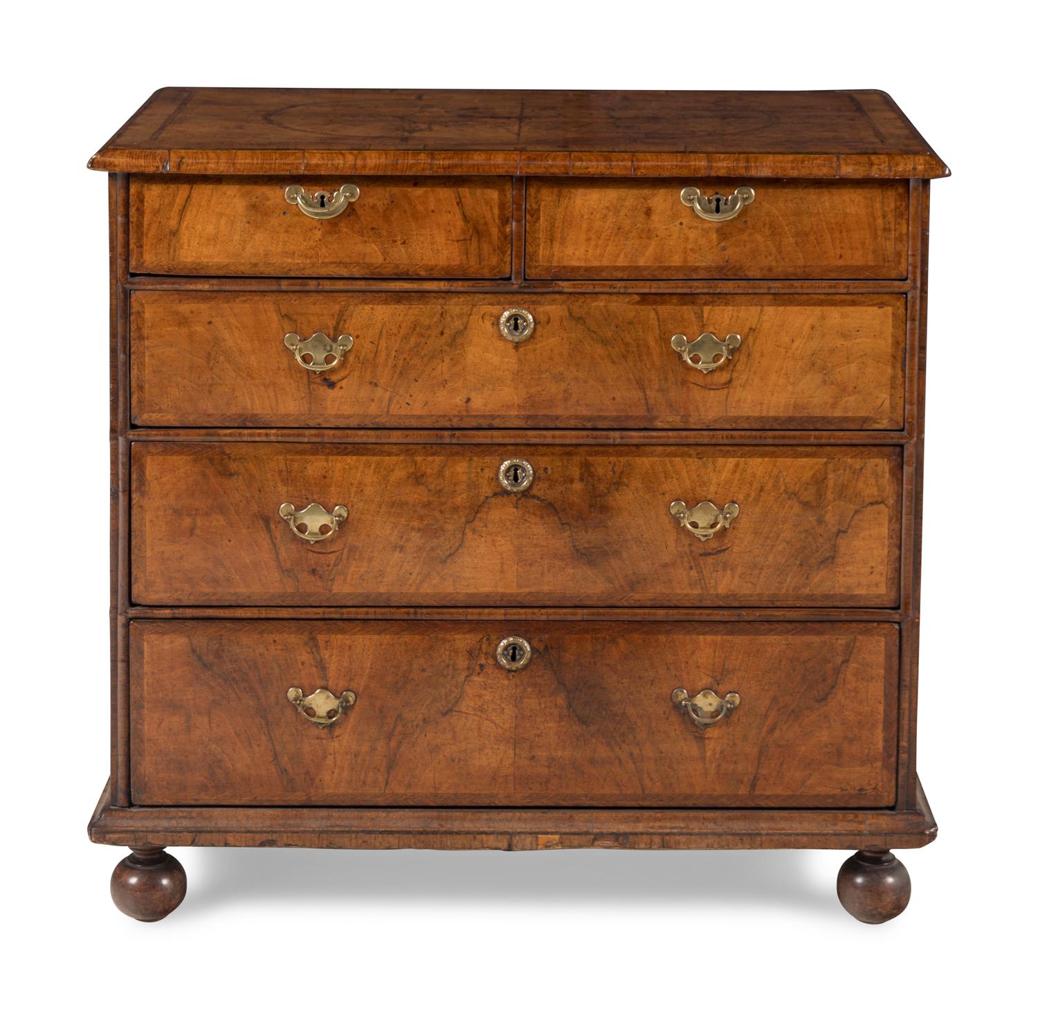 A William and Mary Walnut Chest of Drawers