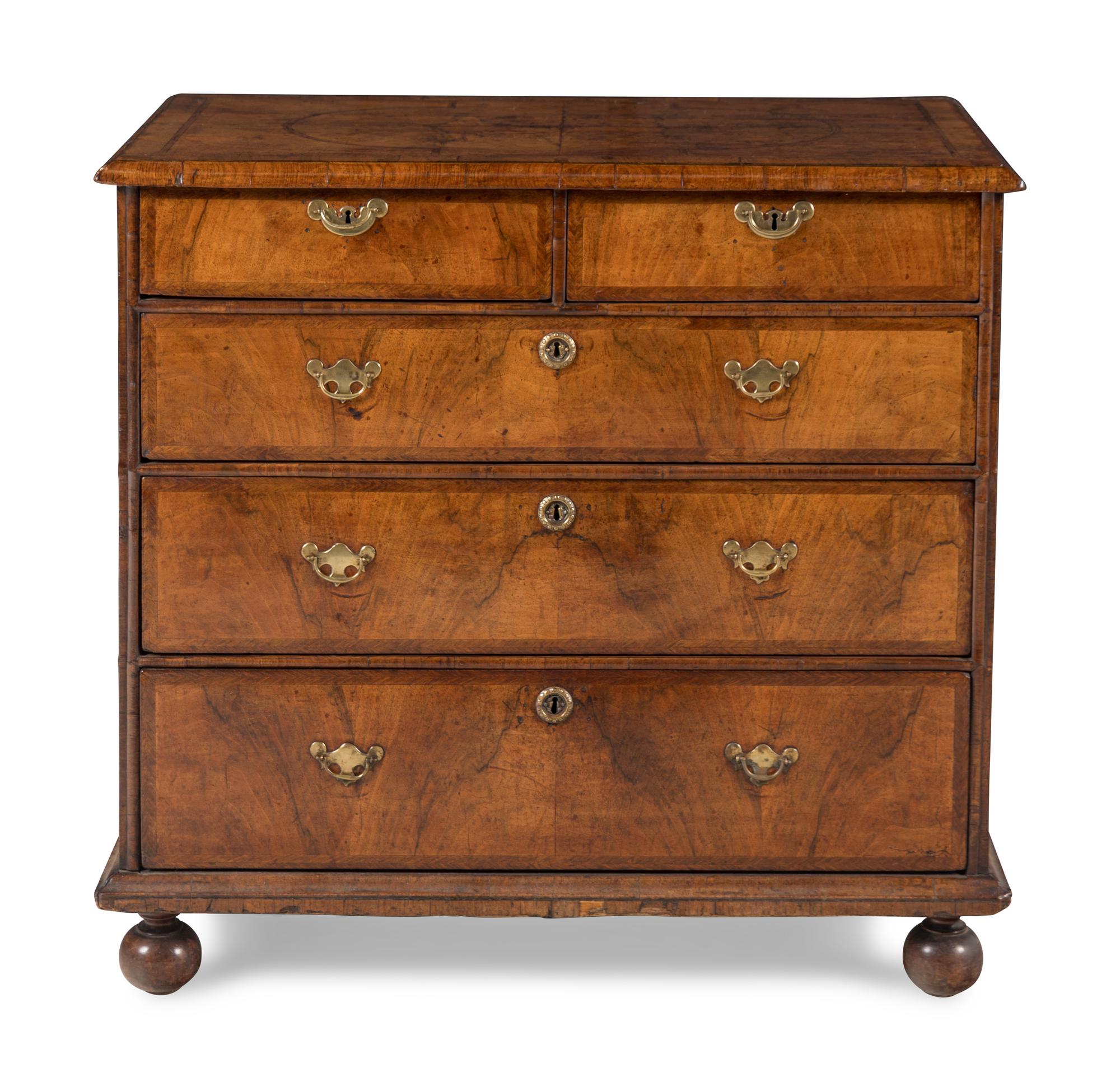 A William and Mary Walnut Chest of Drawers