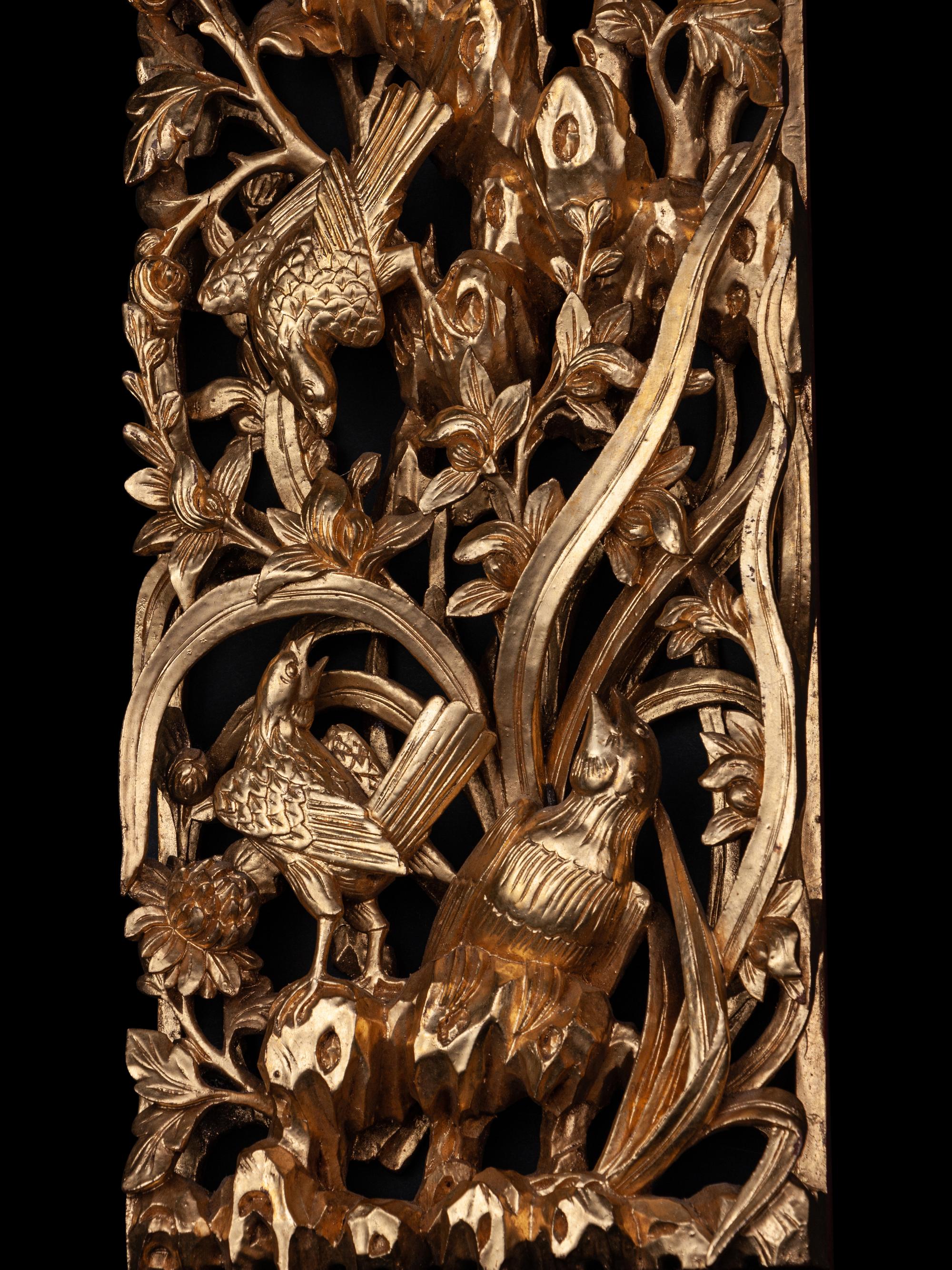 Two Chinese Gilt Wood Panels