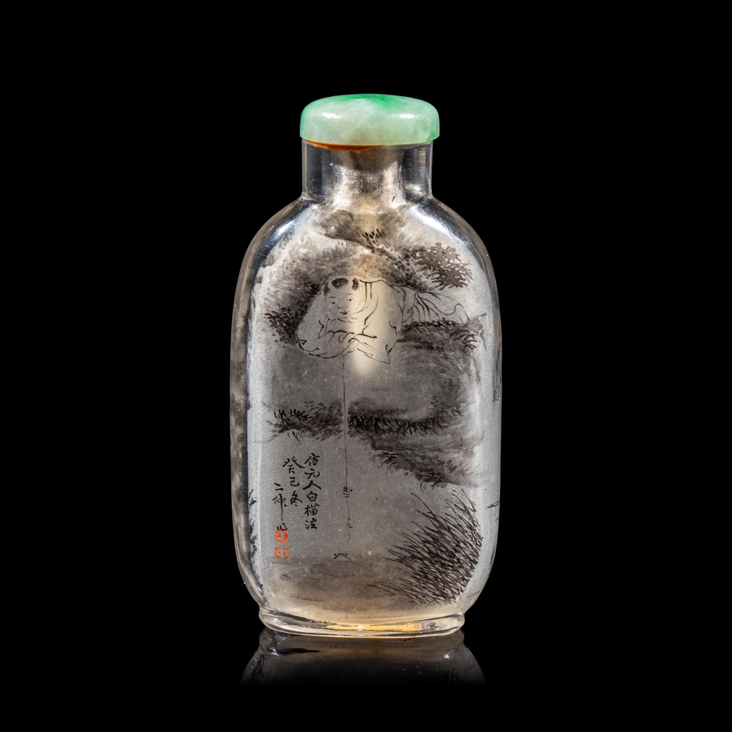 An Inside Painted Glass "Landscape" Snuff Bottle, Signed Ding Erzhong, dated winter of guiji year (1893)