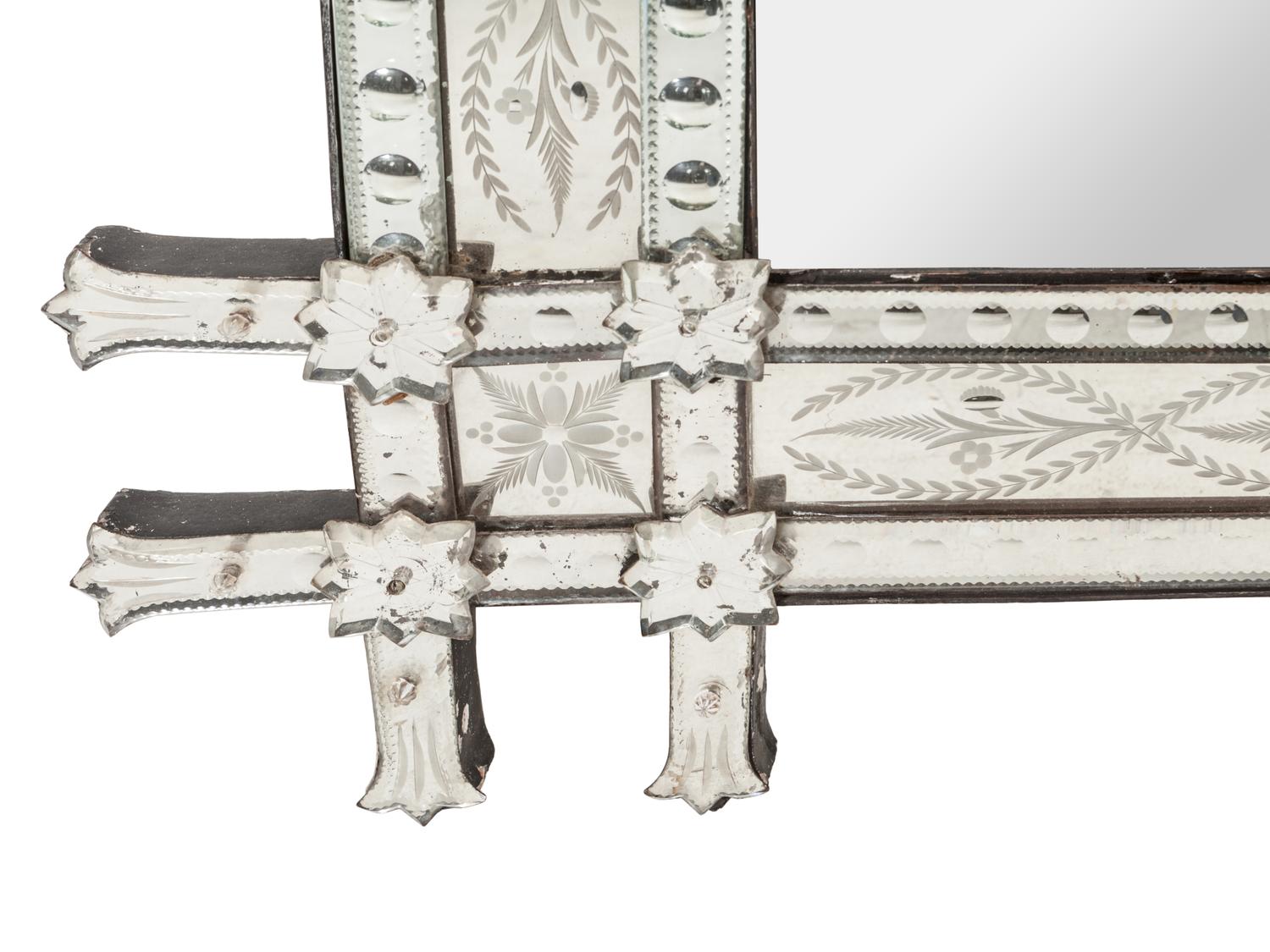 A Venetian Etched Glass Mirror