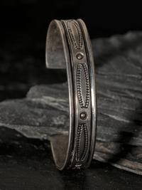 Slender Navajo Stamped Silver Cuff Bracelet