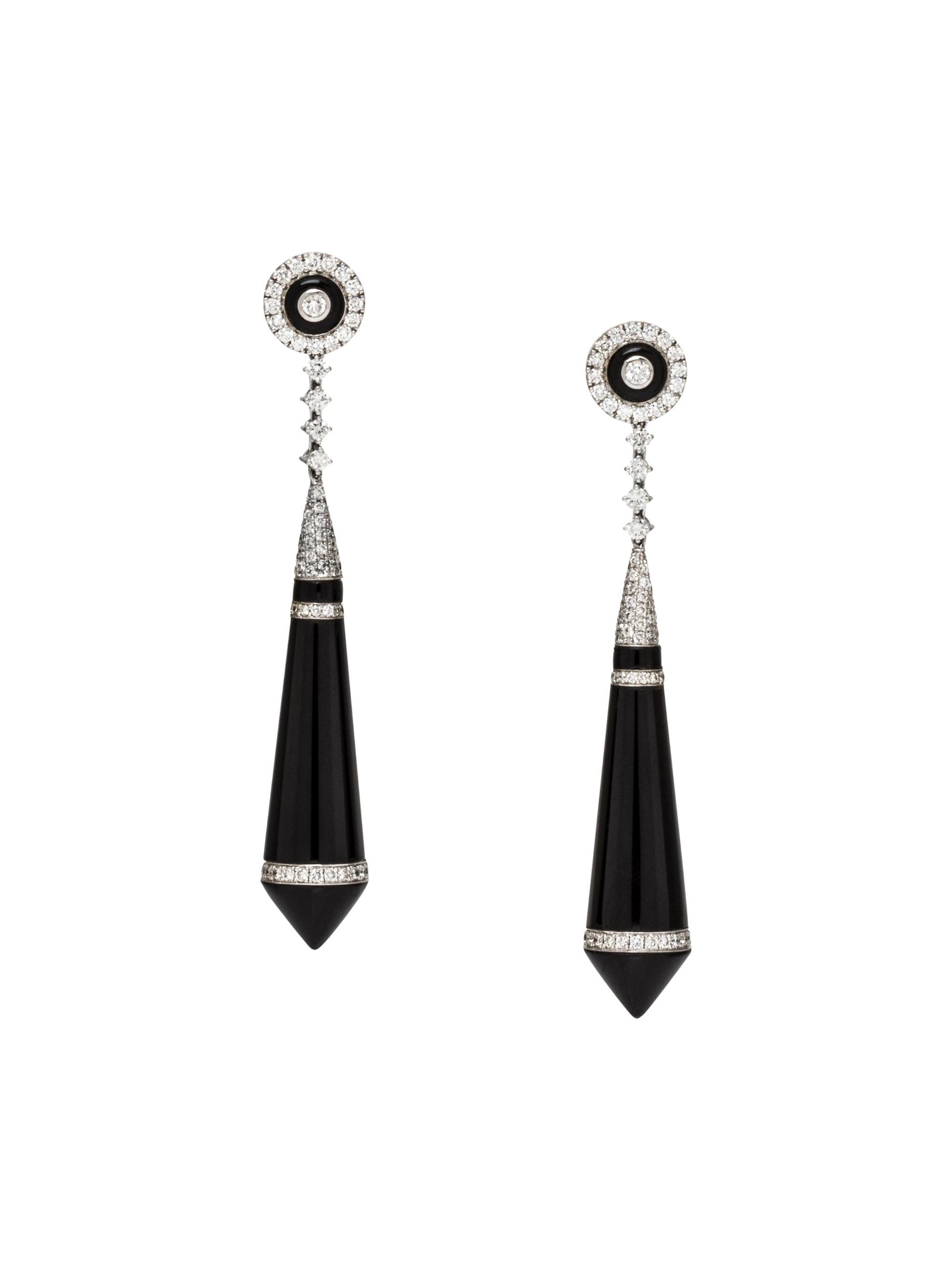 DIAMOND AND ONYX EARRINGS