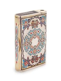 A Russian Silver and Enamel Cigarette Case, Maker's Mark KA, St. Petersburg, 19th Century, the case with polychrome enameled geometric