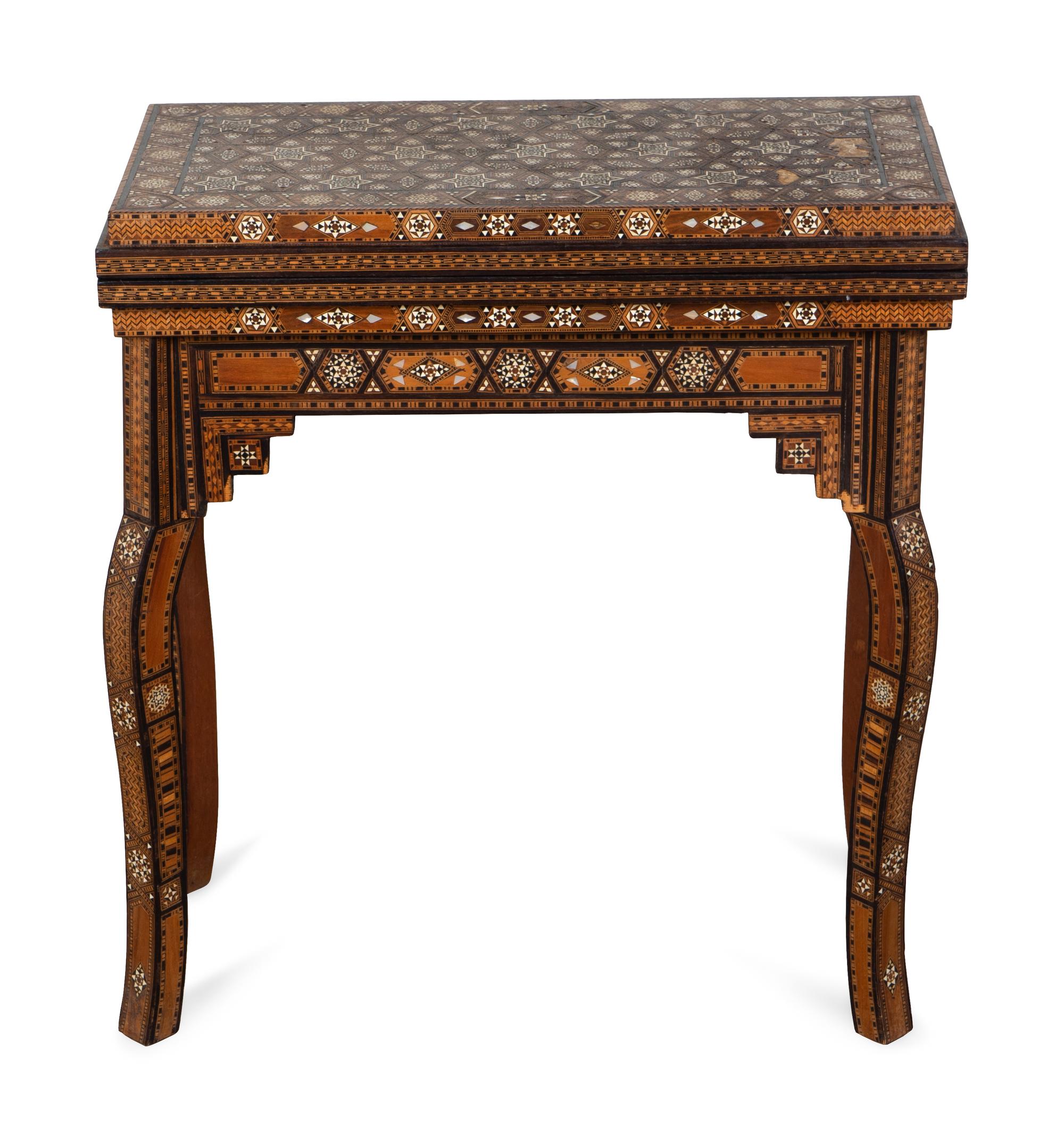 A Syrian Mother-of-Pearl and Bone Inlaid Games Table — 20TH CENTURY