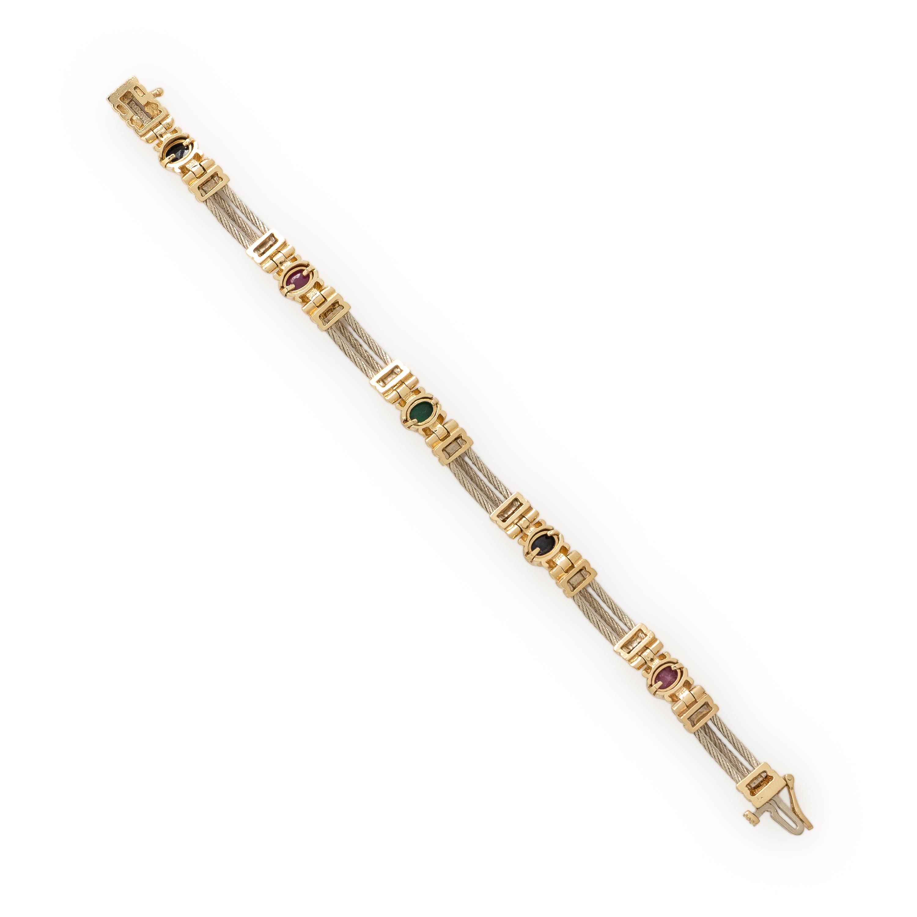 Bicolor Gold and Multigem Bracelet