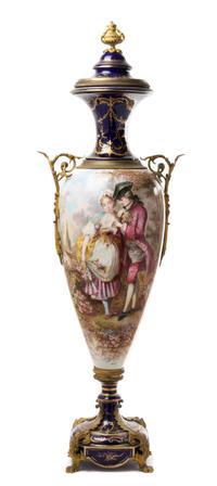 A Gilt Bronze Mounted Sevres Style Porcelain Urn Height 43 1/4 inches. — LATE 19TH/EARLY 20TH CENTURY