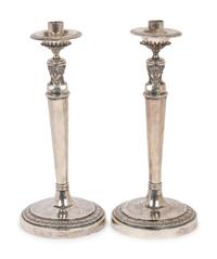 A Pair of Italian Silver Candlesticks