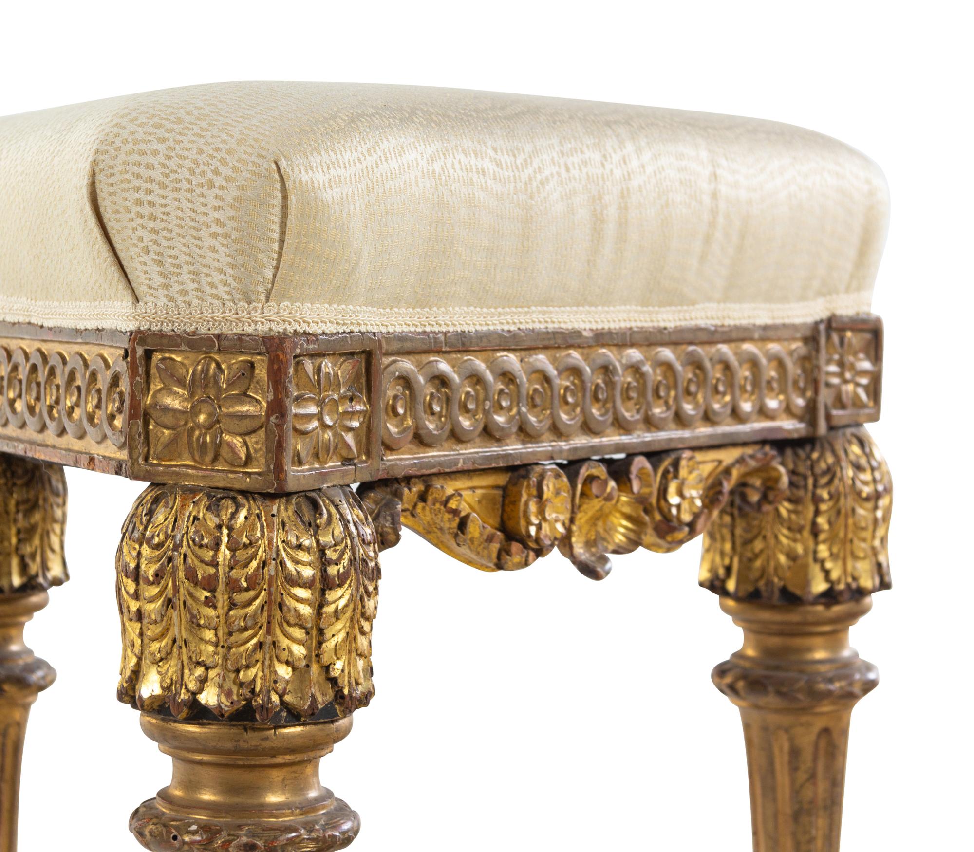 An Italian Rococo Carved Giltwood Stool