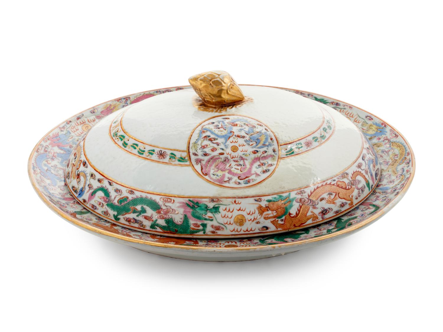 A Chinese Export Porcelain Meat Platter and Cover