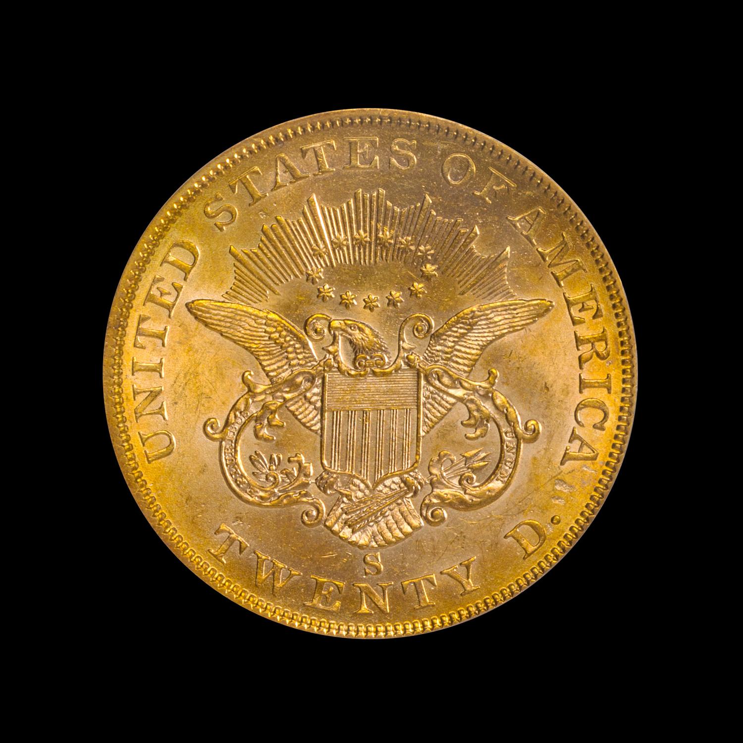 A United States 1856-S Liberty Head $20 Gold Coin