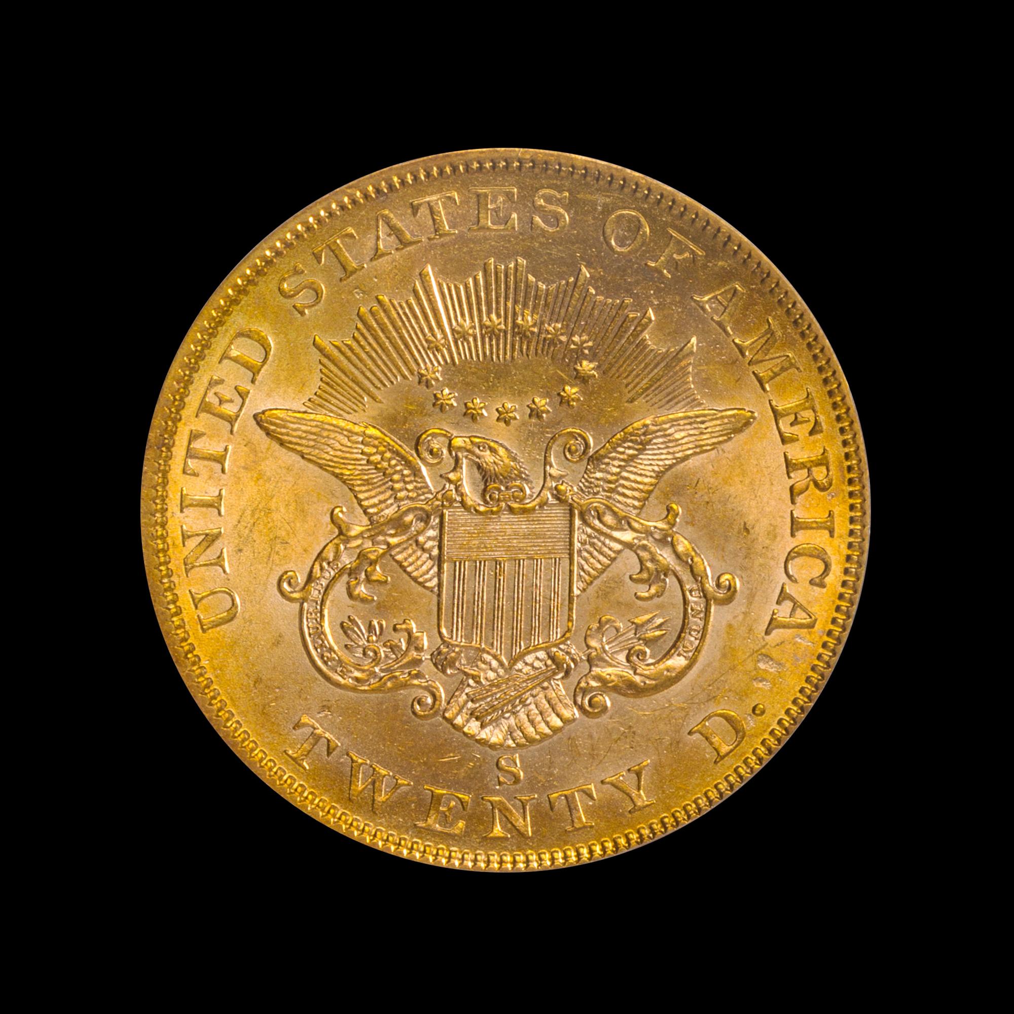 A United States 1856-S Liberty Head $20 Gold Coin