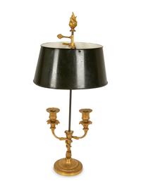 Two French Empire Style Gilt Metal Bouillotte Lamps