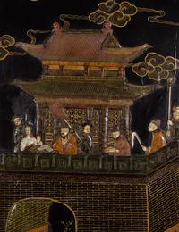 A Chinese Export Lacquer Six-Panel Floor Screen