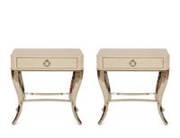 A Pair of Bernhardt Painted Wood and Chrome Side Tables