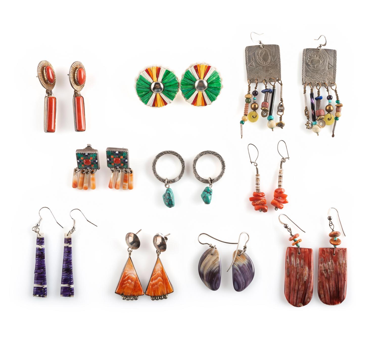 Southwestern and Plains Colorful Hook and Post Earrings