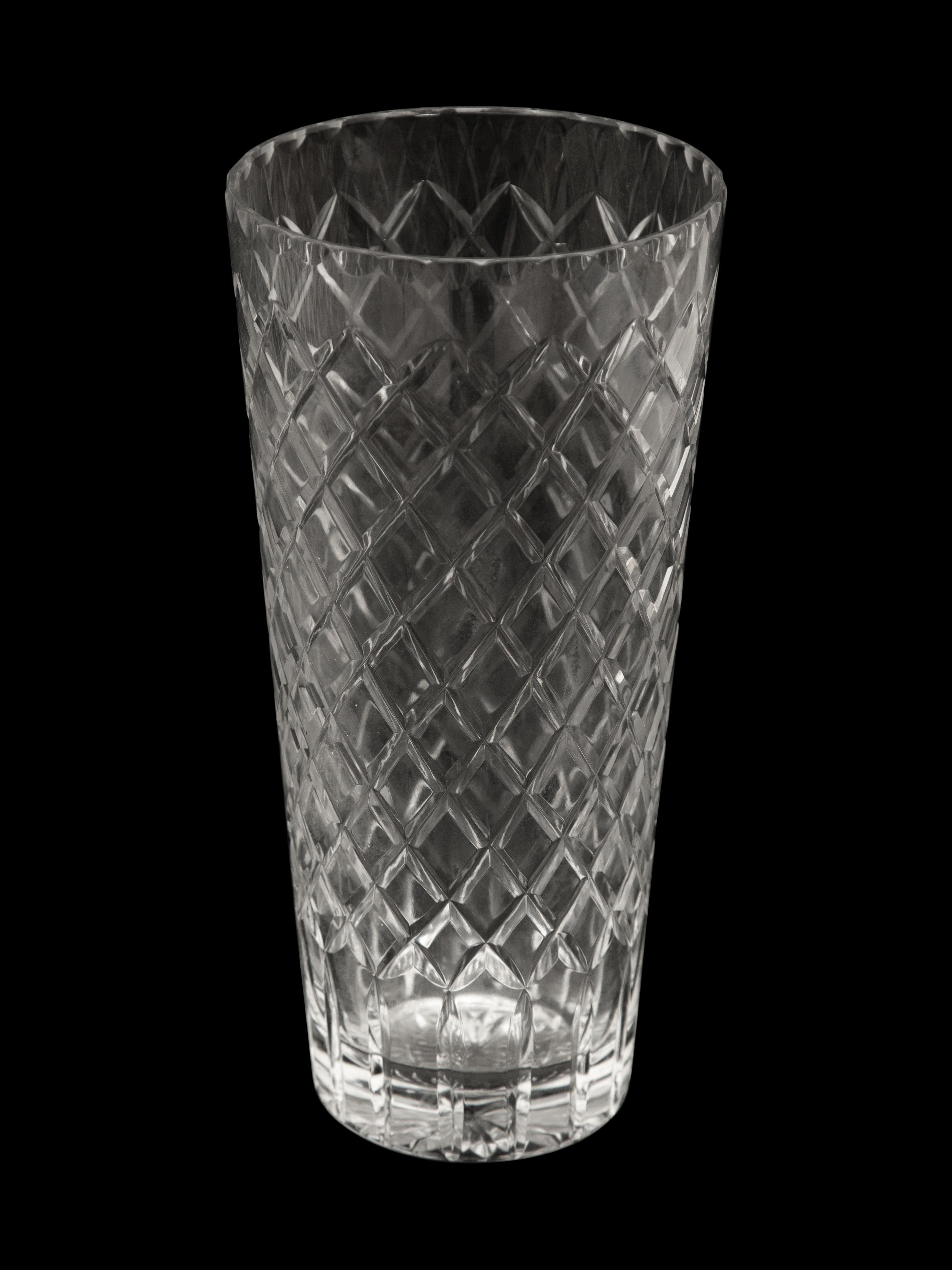 A Cartier Cut Glass Tall Vase and a Wine Cooler