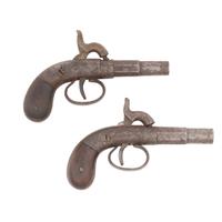 Pair of Allen & Thurber Single Shot Percussion Pistols Mounted for Display