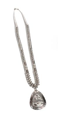 Navajo Silver and Gold Overlay Pendant, Hyson Craig Length 24 inches