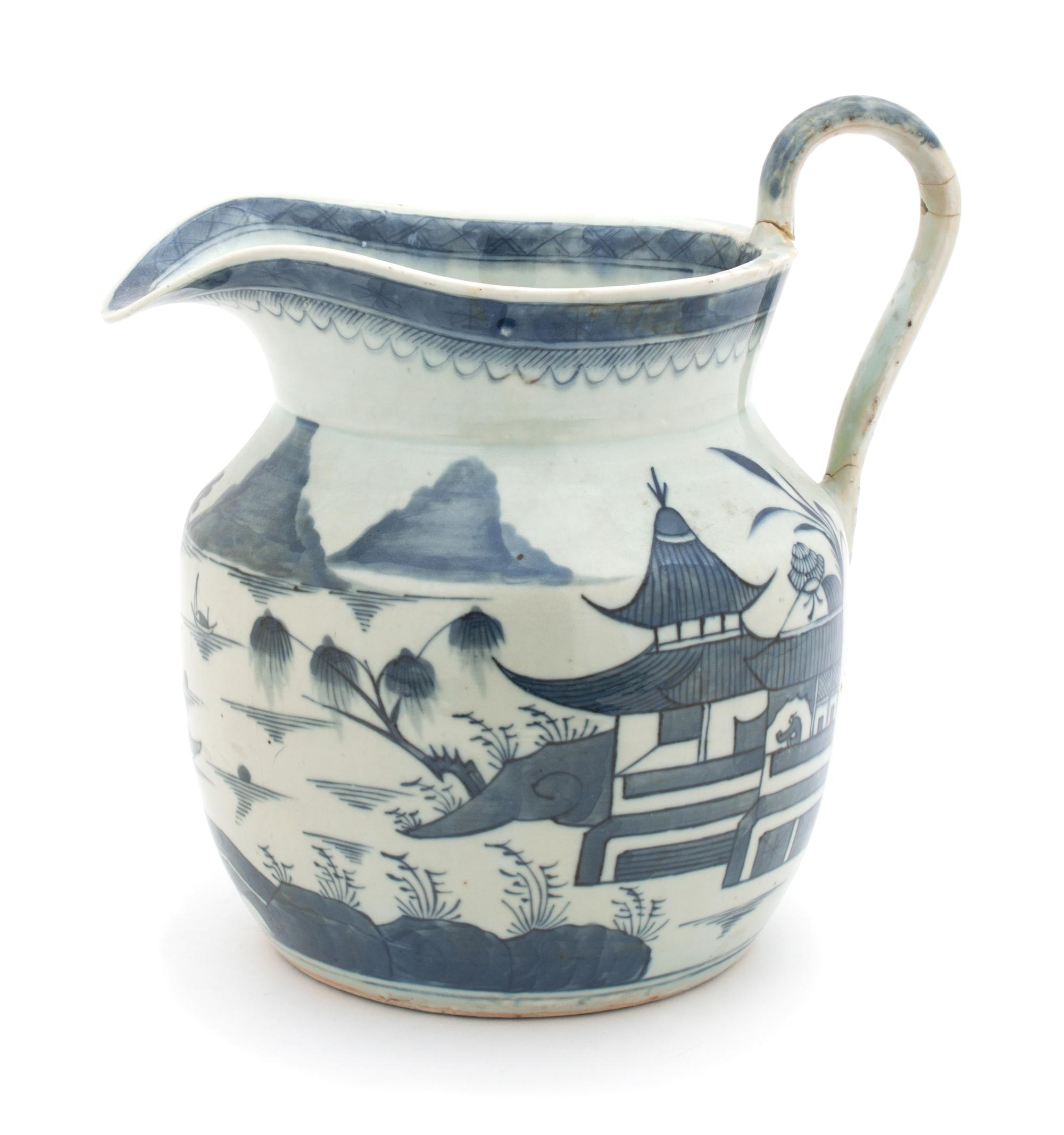 A Chinese Porcelain Handled Pitcher Height 8 1/2 inches. — CANTON