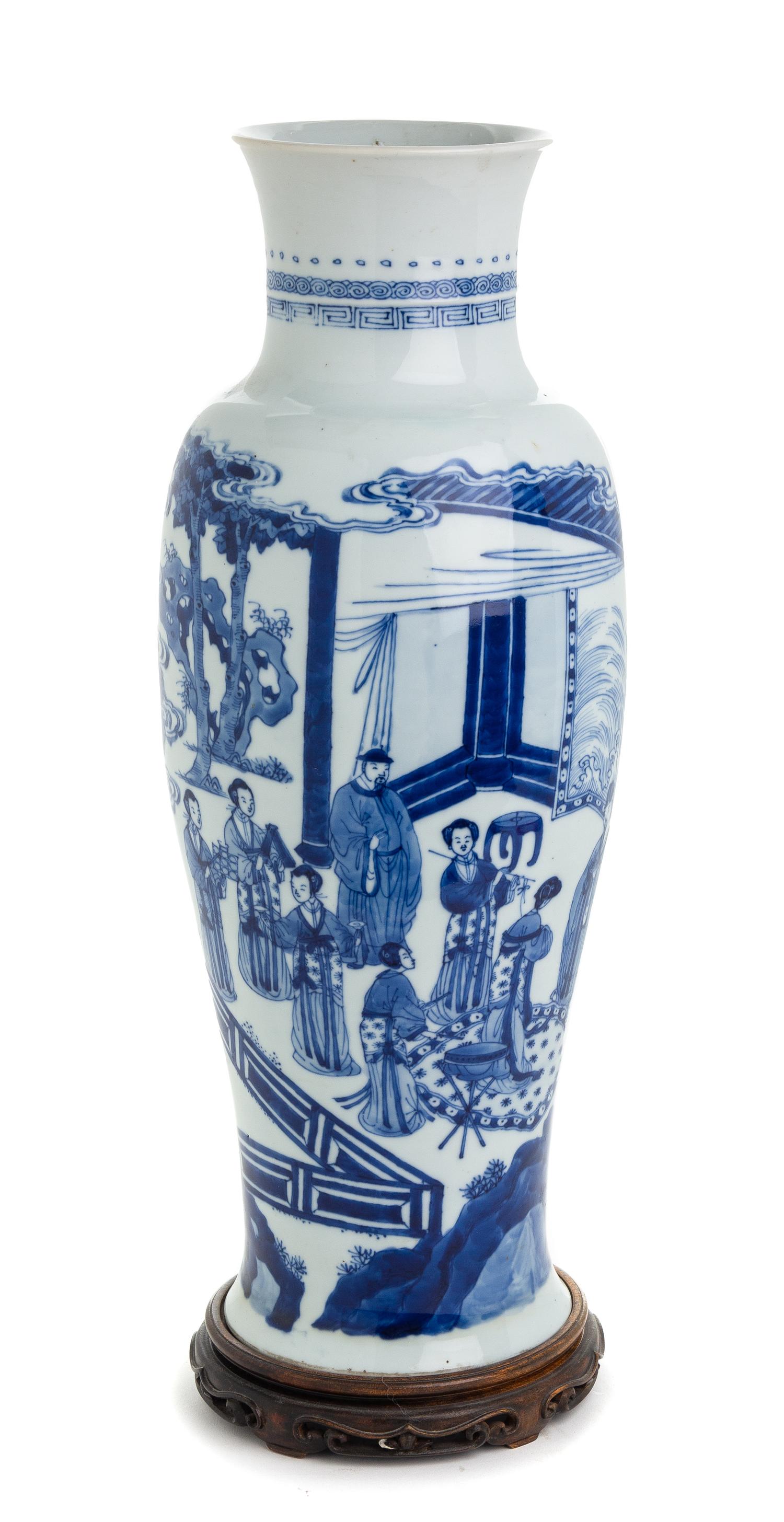 A Chinese Blue and White Porcelain Vase Height 17 3/4 inches.