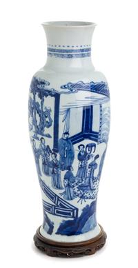 A Chinese Blue and White Porcelain Vase Height 17 3/4 inches.