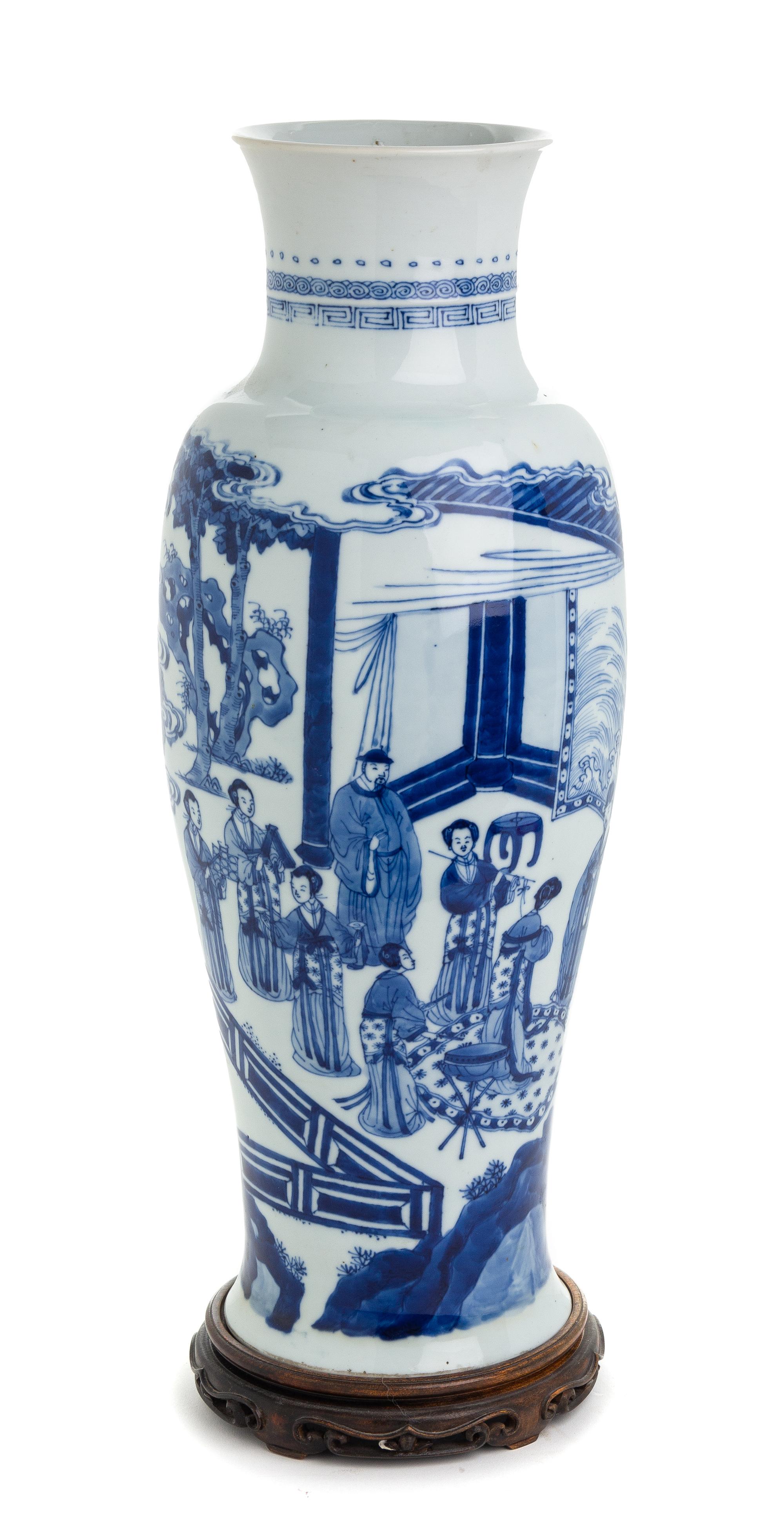 A Chinese Blue and White Porcelain Vase Height 17 3/4 inches.