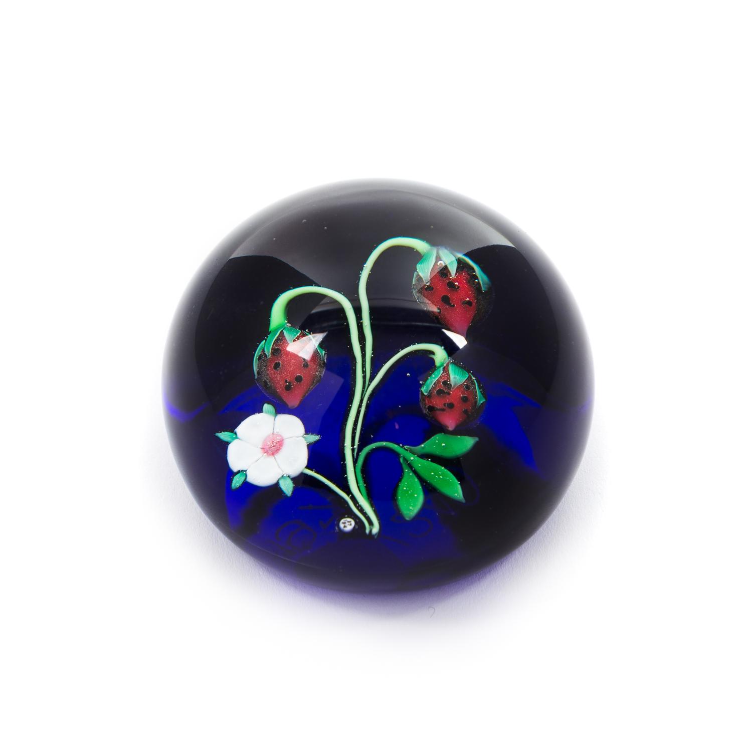 Baccarat, , a strawberries paperweight, dated 1974