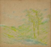 John Henry Twachtman (American, 1853–1902) - Trees by a Brook
