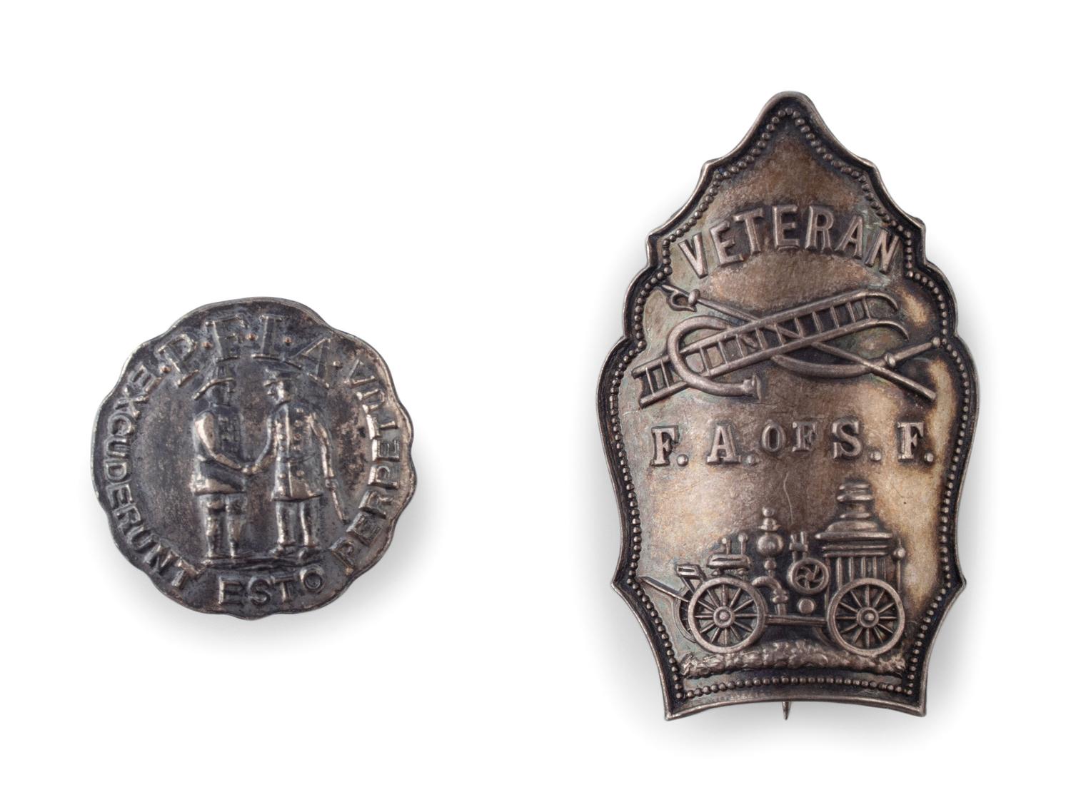 [CALIFORNIA] -- [FIREFIGHTING]. Fire helmet, badges, photographs, and more associated with San Francisco firefighter Ernest Nelson, Engine Co. No. 42, ca 1910-1930s.