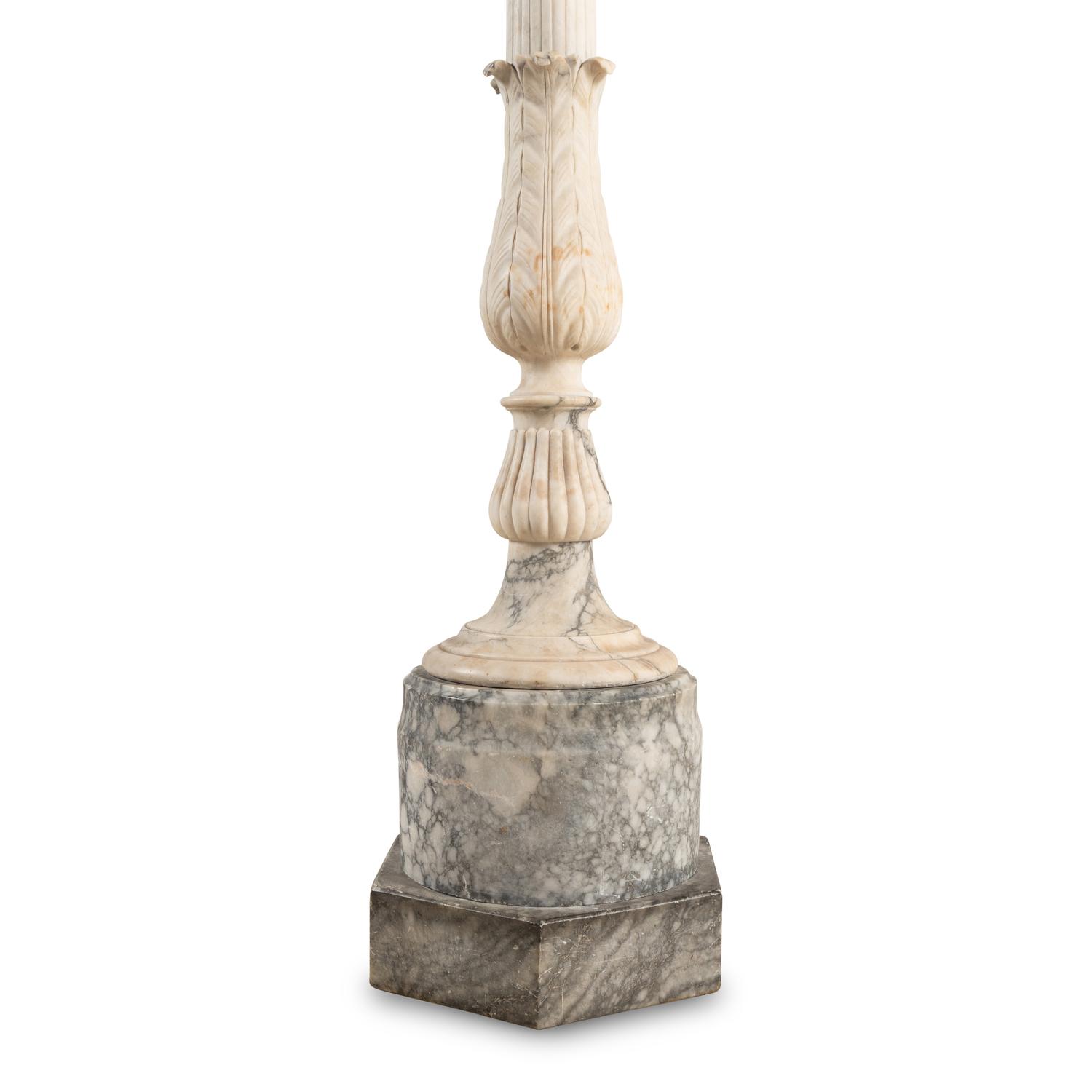 A Marble and Alabaster Torchère