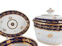 An English Gilt and Cobalt Decorated Porcelain Tea Service