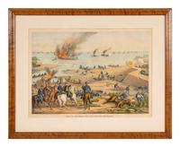 A group of 3 Kurz & Allison lithograph prints depicting battles of the American Civil War, comprising:
