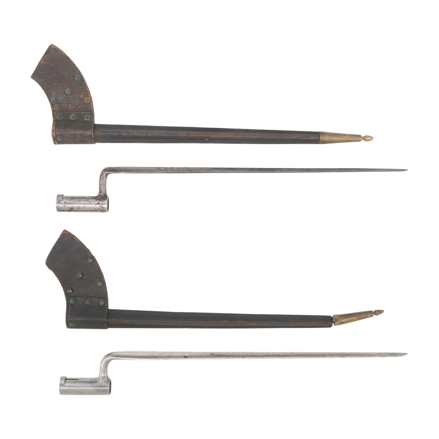 Two US Model 1816 Replacement Socket Bayonets with Scabbards