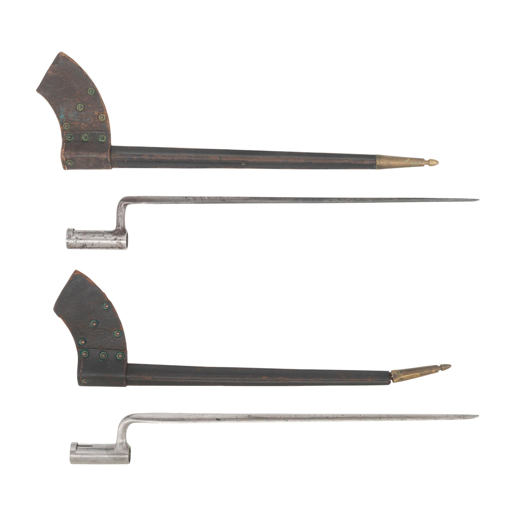 Two US Model 1816 Replacement Socket Bayonets with Scabbards